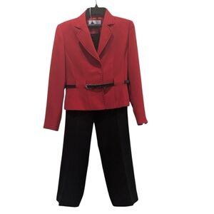 Tahari Red and Black 6 Petite Suit